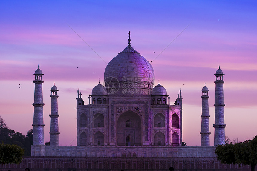 印度阿格拉 Taj Mahal建筑紫色遗产宗教天空建筑学旅游纪念碑旅行日落图片