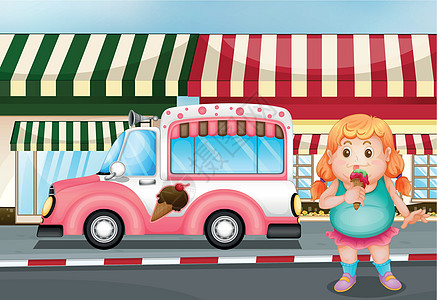 一个吃冰淇淋的年轻胖女孩图片