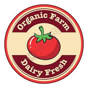 配奶制品新鲜和有机农场标签的番茄图片