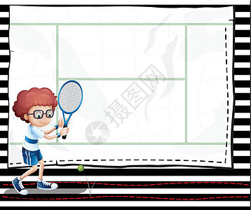 一张有男孩打网球图像的报纸图片