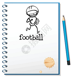 一本笔记本 上面有一位足球运动员的素描图片