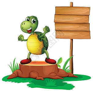 木制招牌附近一个有乌龟的后备箱图片