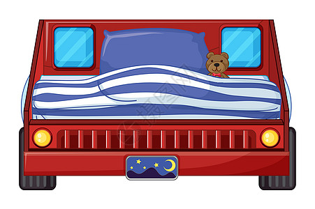 儿童床铺枕头家具风格红色玩具材料剪贴软垫白色木头图片