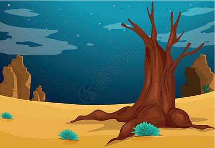 一棵长着一棵大树的沙漠图片