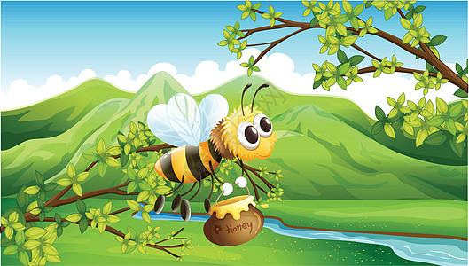 蜜蜂昆虫蓝色风景分支机构翅膀丘陵胸部腹部眼睛天线图片