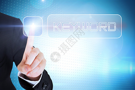 女商务人士手指触碰关键字按钮女性女士公司关键词计算机技术触摸屏绘图流行语商业图片