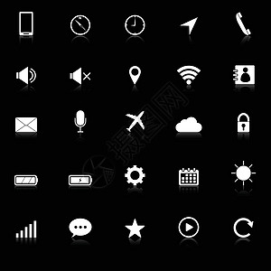 带有黑色背景反射光的移动电话图标图片