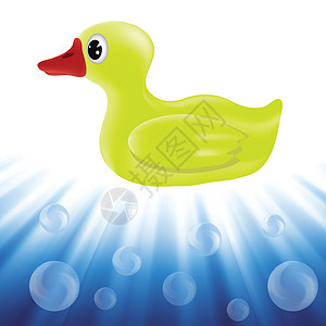 黄鸭漂浮液体插图泡沫浴室蓝色乐趣卫生淋浴孩子图片
