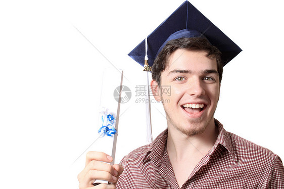 高中毕业深色微笑黑发证书文凭中学蓝色流苏学校文档图片