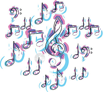抽象音符它制作图案节日旋律歌曲标签声学音乐漩涡笔记艺术韵律图片