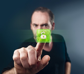 未来安全男人科学未来派人类网络手指图标绿色计算机挂锁图片