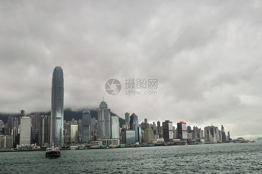 来自九龙的香港天线港口场景旅行商业景观阴霾顶峰城市金融全景图片