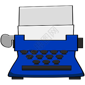 打字机钥匙散文博物馆滚动记者蓝色插图背景图片