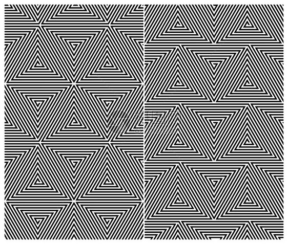 无缝无缝三角三角形元素模式灰阶光栅化设计黑与白插图条纹图片
