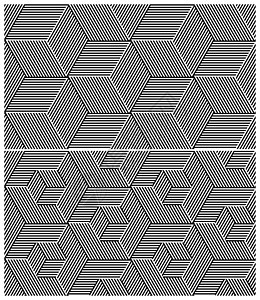 两套 BW 无缝模式 立方元素设计条纹插图灰阶黑与白光栅化图片