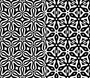 无缝裁缝花类模式元素黑与白光栅化插图设计灰阶图片