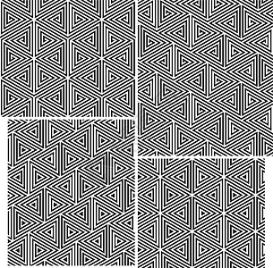 4套B和W无缝模式 三角元素插图设计灰阶黑与白条纹图片