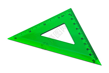 绿色三角形测量乐器厘米宏观毫米等腰白色几何学水平数字图片