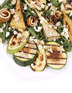 沙拉加烤菜和豆腐盘子美食花生午餐健康饮食柠檬向日葵素食草药蔬菜图片