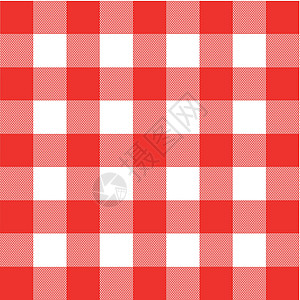 红格子桌布矢量环形格子早餐纺织品红色菜单正方形野餐国家白色织物插画