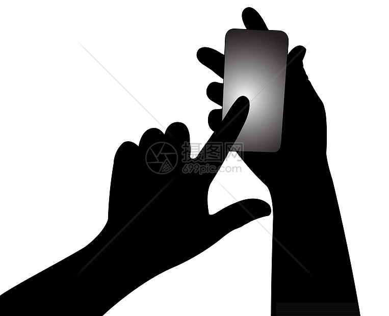使用智能电话的手感应元素黑与白短信设计横幅手机女性食指手指图片