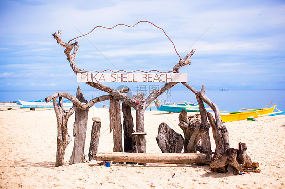 Boracay岛蓝天背景海滩Puka海滩旅行异国热带普卡海景悬崖海滨天空沙漠闲暇图片