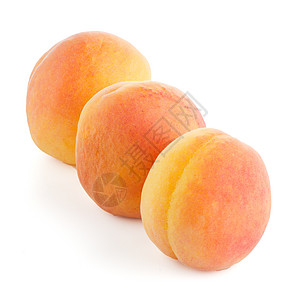 三个甜甜桃子甜点工作室阴影宏观水果橙子剪裁白色农业图片