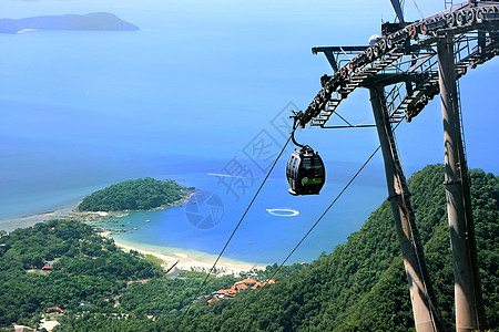 兰卡央岛马来西亚兰卡维岛天桥电缆车风景旅行全景海峡行人海景天桥群岛天线天空背景