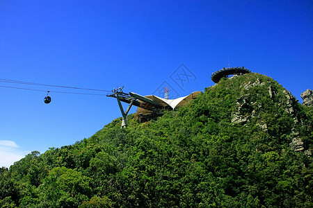 马来西亚兰卡维岛天桥电缆车海景天线海洋热带海岸天空风景行人旅行天桥图片