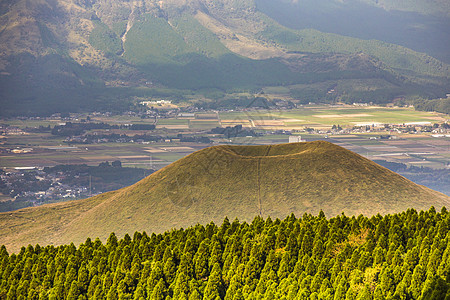 日本熊本山ASO山晴天场景土地植物季节公园祖卡旅行气体高地图片