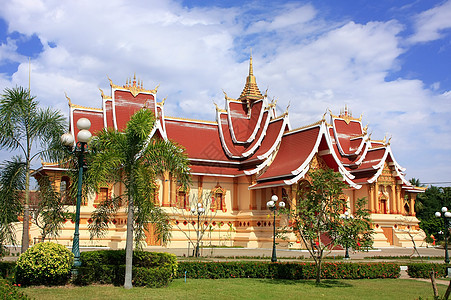 老挝万象Luang建筑群的寺庙建筑佛塔城市纪念碑国家万象宗教景观建筑学旅行图片