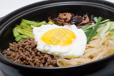 韩语bibimpp蔬菜辣椒烹饪美食宏观盘子海苔食物胡椒餐厅图片