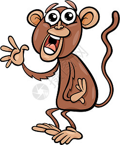 有趣的猴子漫画插图哺乳动物绘画微笑动物园生物野生动物卡通片尾巴吉祥物快乐背景图片