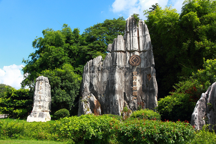 云南省石林国家公园遗产旅行地区游客岩石钟乳石森林石灰石柱子旅游图片