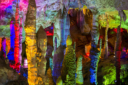 吉祥洞穴岩石钟乳石岩溶石头士林风景游客彩色旅行图片