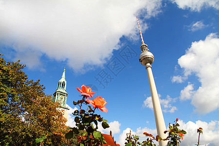 柏林的电视塔和旅行旅游吸引力教会广场首都教堂建筑建筑学宗教图片