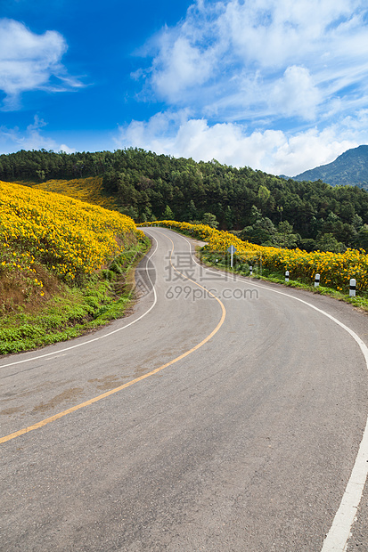 在山顶的道路图片