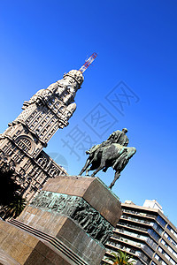 蒙得维的亚和平独立广场历史天空热带棕榈太阳建筑雕像创始人照片地标图片