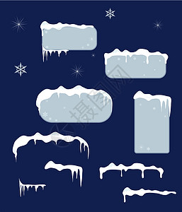 圣诞销售贴纸和有冰柱的标签 雪顶土地雪堆暴跌漂移插图折扣框架雪花价格横幅图片