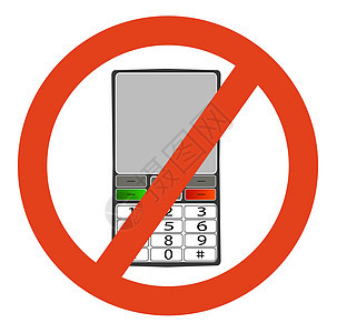 无电话细胞按钮手机警告红色禁令白色插图背景图片