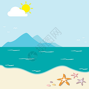 海滩海星插画家插图天空旅行天气旅游太阳图片