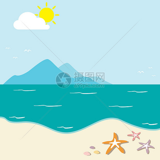 海滩海星插画家插图天空旅行天气旅游太阳图片
