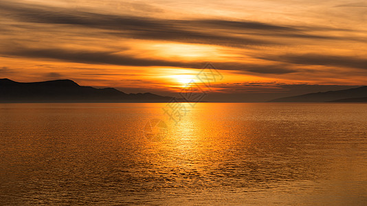 海洋景色日落地平线旅行太阳阳光反射海滩天空高温海景天气背景图片