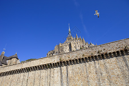 蒙圣迈克尔爬坡城堡城市游客天空旅游大教堂历史历史性蓝色图片