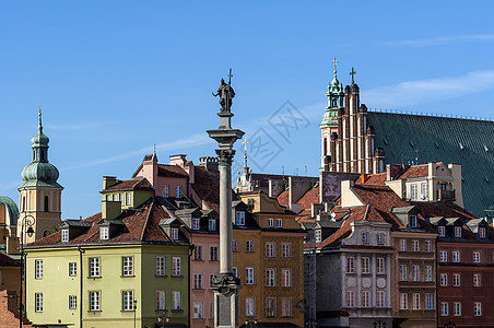 华沙老城正方形房子景观旅游建筑学纪念碑柱子建筑雕像教会图片
