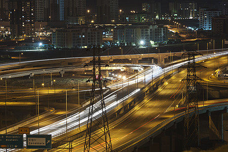 夜间交通旅行车道灯光设备工程运动驾驶公路路口未来派图片