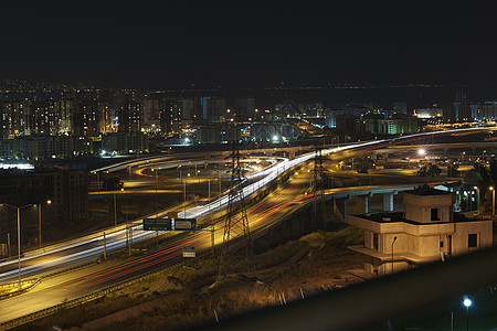 夜晚路夜间交通路口城市旅行曲线设备照片未来派道路风光方式背景