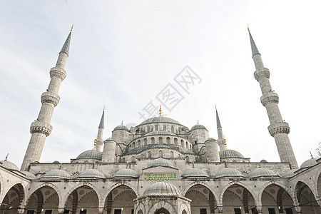 土耳其伊斯坦布尔的蓝色清真寺Blue清真寺建筑外观旅游蓝色宗教尖塔建筑学火鸡反射建筑物图片