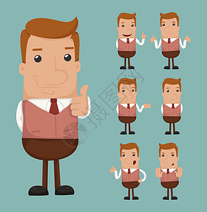 一群商务人士的情绪男人套装成功男性商业衬衫成人插图幸福就业图片