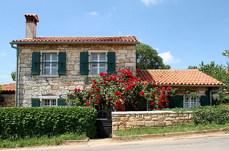 克罗地亚伊斯特里亚典型的乡村别墅房子投资村庄邻里不动产露台建筑小屋园林庭院图片